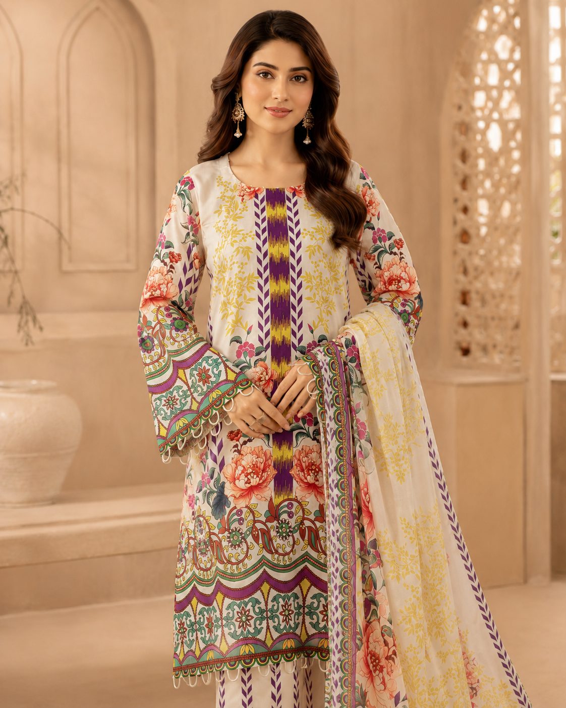 Blooming Grace 3 Piece Digital Print Suit