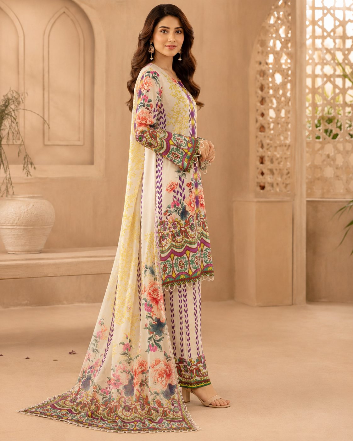 Blooming Grace 3 Piece Digital Print Suit