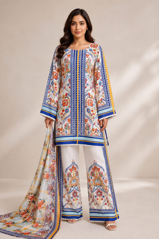 Blooming Aura 3 Piece Digital Print Suit