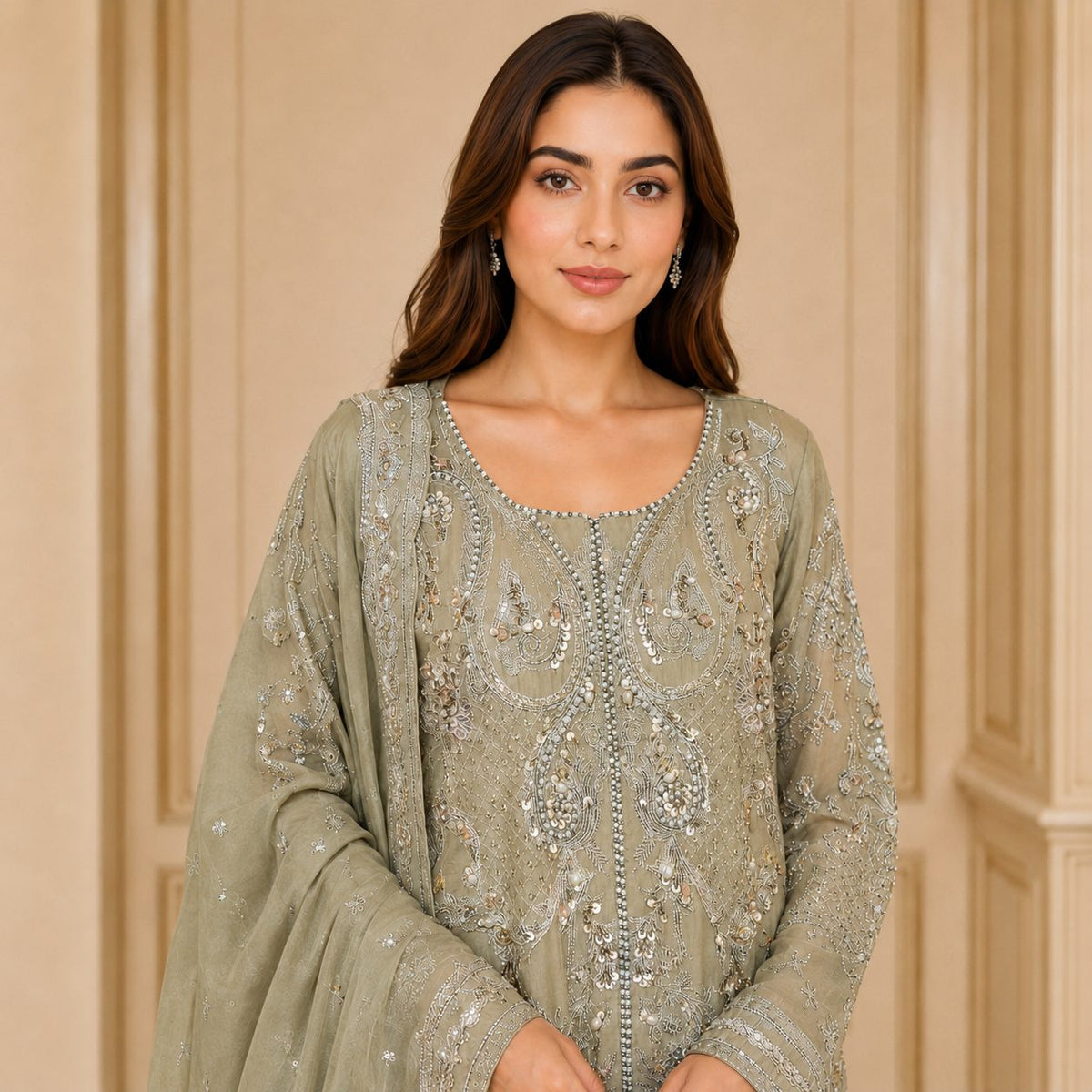 Luxe Blossom Embroided Women Maxi