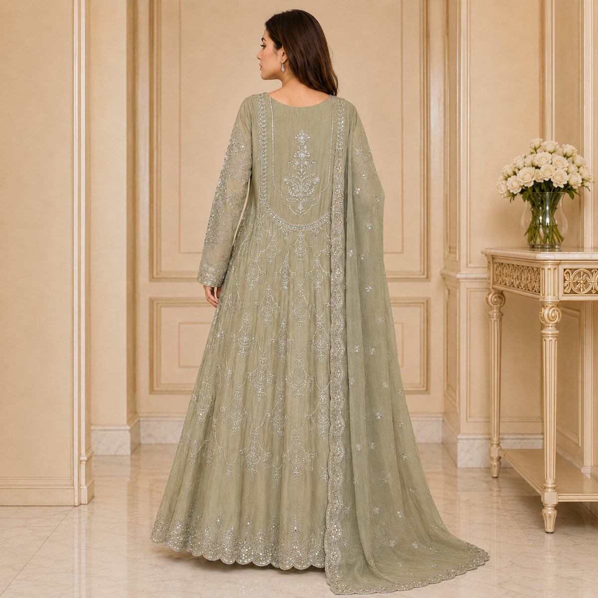 Luxe Blossom Embroided Women Maxi