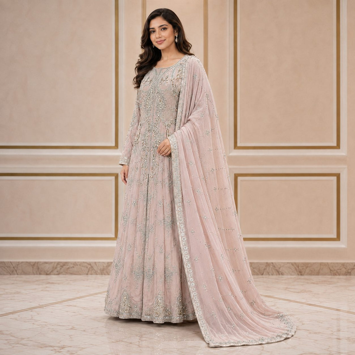 Celestial Grace Embroidered Women Maxi