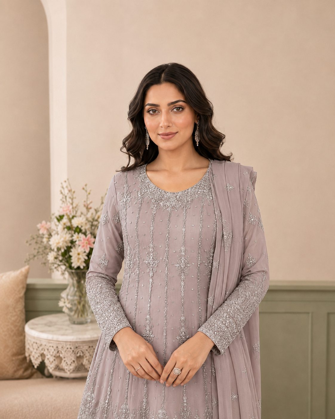 Royale Embroidered Chiffon Maxi
