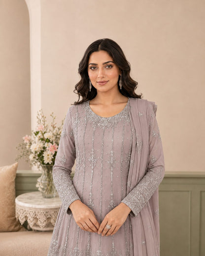Royale Embroidered Chiffon Maxi