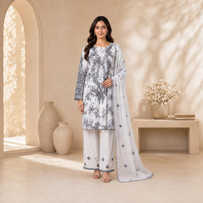 Enchanted Bloom Women Embroidered Silk Suit