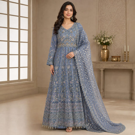 Ethereal Bloom Embroidered Women 3 Piece Suit