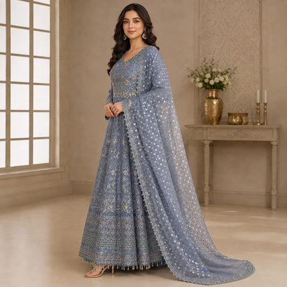 Ethereal Bloom Embroidered Women 3 Piece Suit