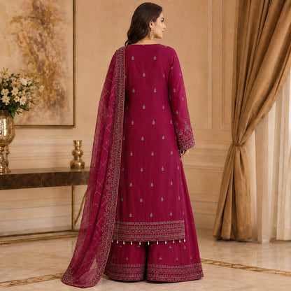 Regal Radiance Embroidered Women Chiffon Suit