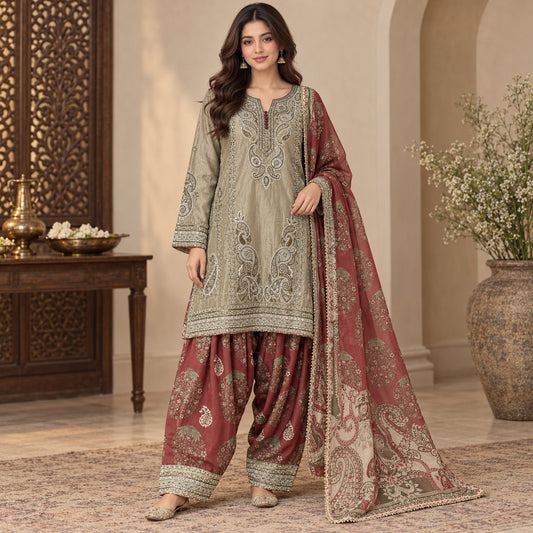 Imperial Grace 3 Piece Women Embroidered Suit