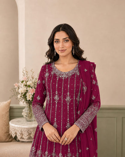 Royale Embroidered Chiffon Maxi