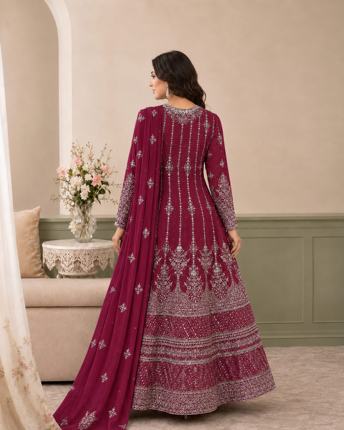 Royale Embroidered Chiffon Maxi