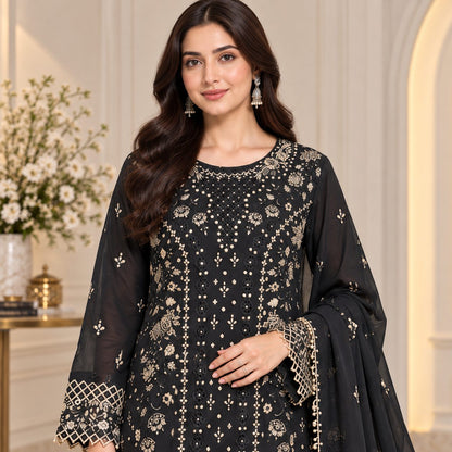 Radiant Grace Embriodered Chiffon 3 Piece Women Suit