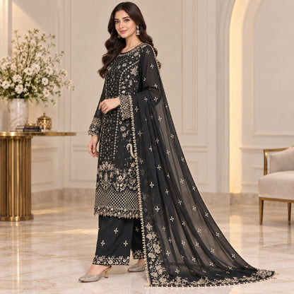 Radiant Grace Embriodered Chiffon 3 Piece Women Suit