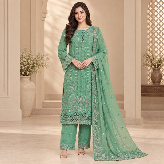 Radiant Grace Embriodered Chiffon 3 Piece Women Suit