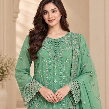 Radiant Grace Embriodered Chiffon 3 Piece Women Suit