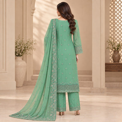 Radiant Grace Embriodered Chiffon 3 Piece Women Suit