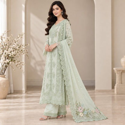 Ethereal Bloom Embellished Chiffon 3 Piece Women Suit