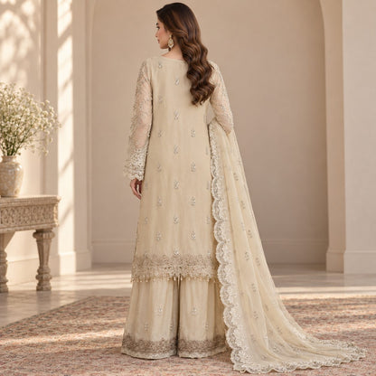 Luxe Embellished Embrioded Chiffon 3 Piece Women Suit
