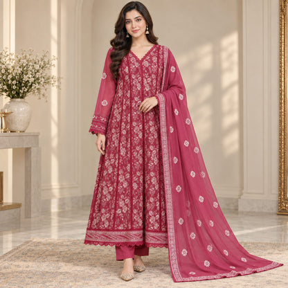 Evelyn Luxe 3 Piece Women Embroidered Suit