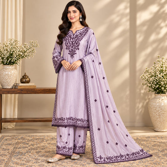 Crimson Elegance 3 Piece Women’s Embroidered Suit