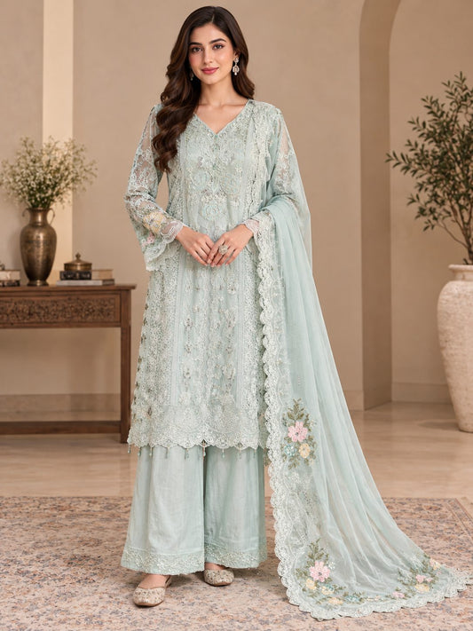 Ethereal Bloom Embellished Chiffon 3 Piece Women Suit