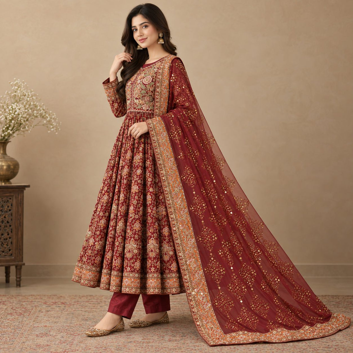 Regal Bloom 3 Piece Embroidered  Women Suit