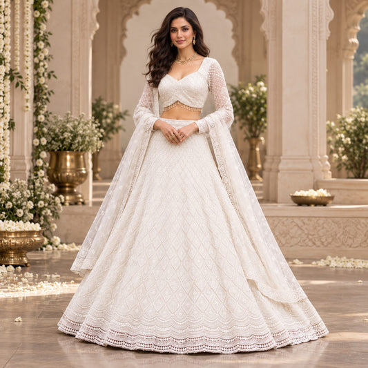 Ivory Celeste Embroidered Lehenga Set
