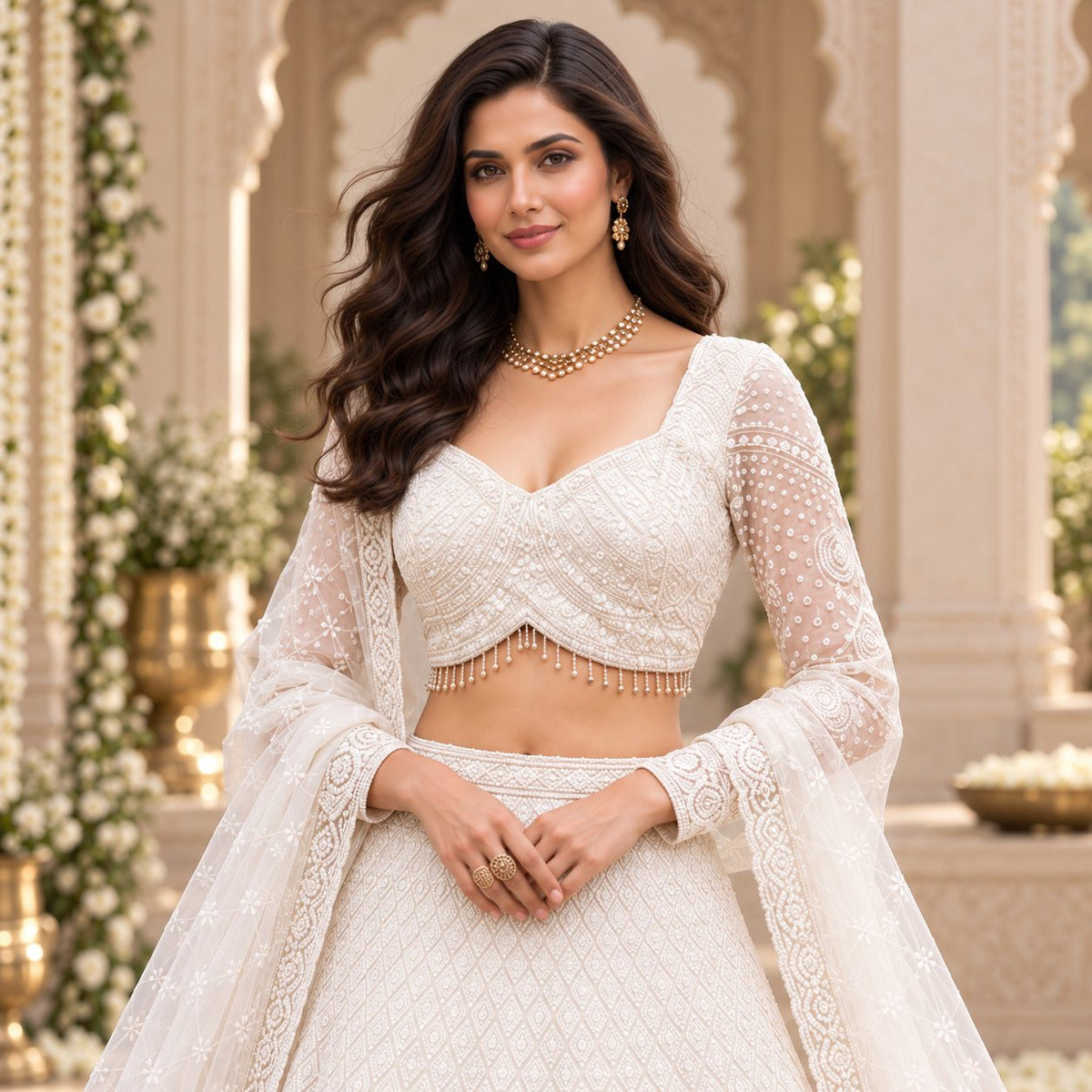 Ivory Celeste Embroidered Lehenga Set
