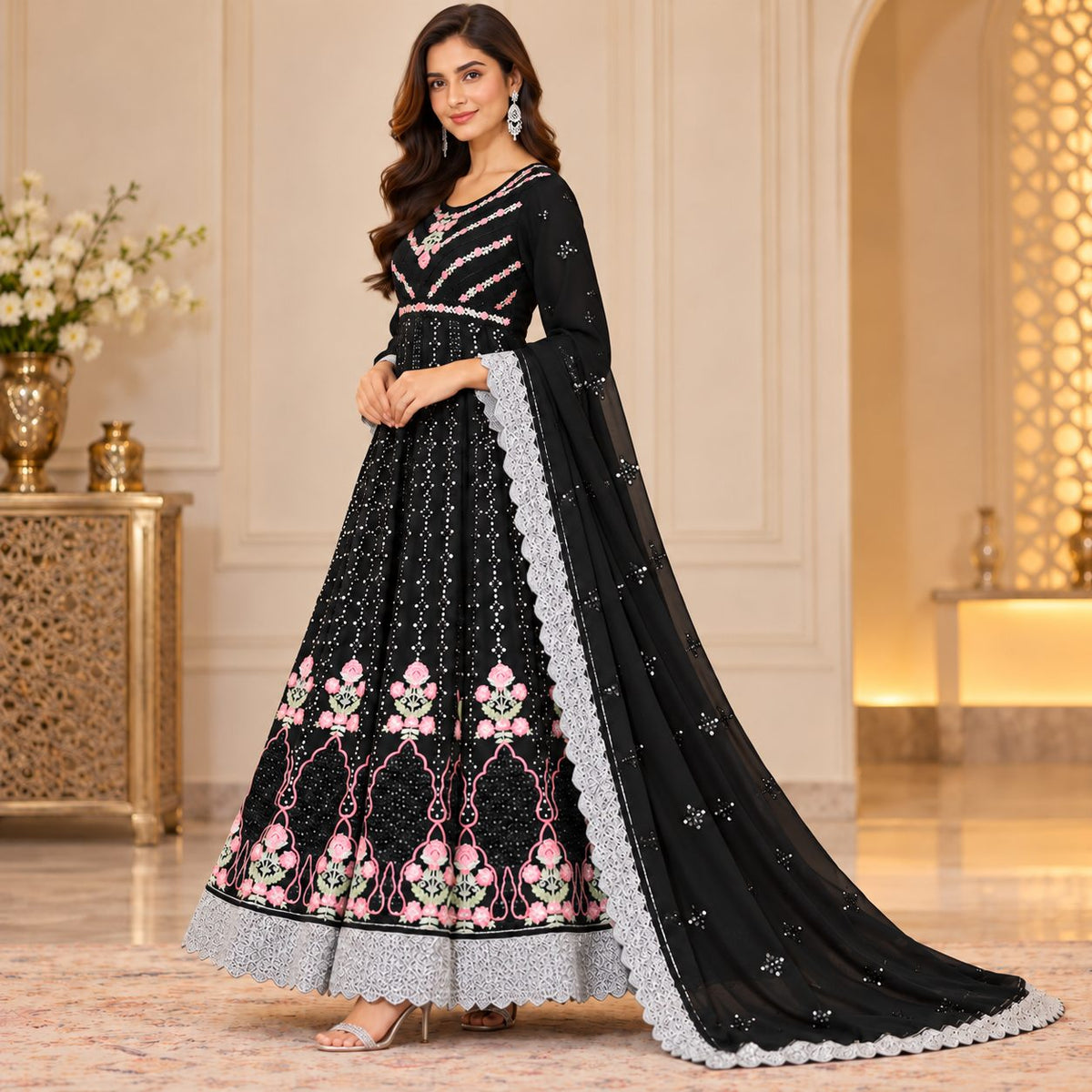 Moonlit Grace 3-Piece Embroidered Suit