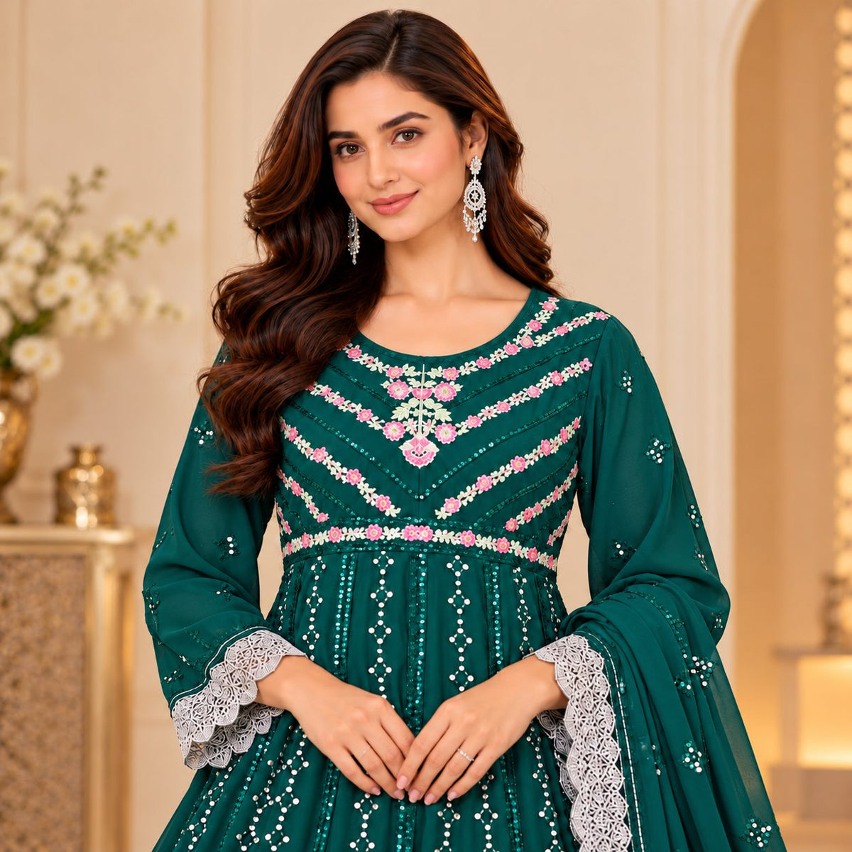 Moonlit Grace 3-Piece Embroidered Suit