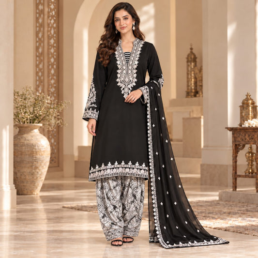 Floral Whisper 3 Piece Women Embroidered Suit