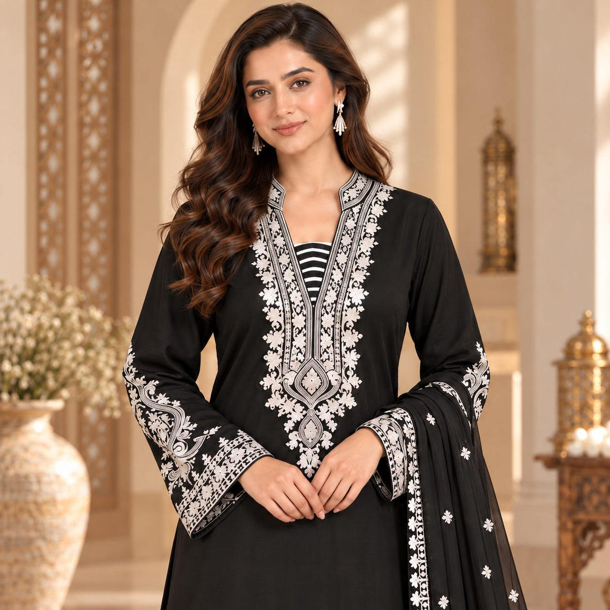 Floral Whisper 3 Piece Women Embroidered Suit