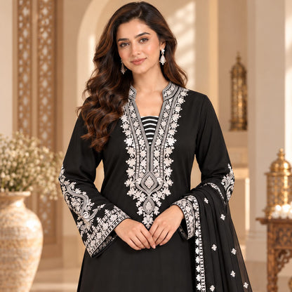 Floral Whisper 3 Piece Women Embroidered Suit