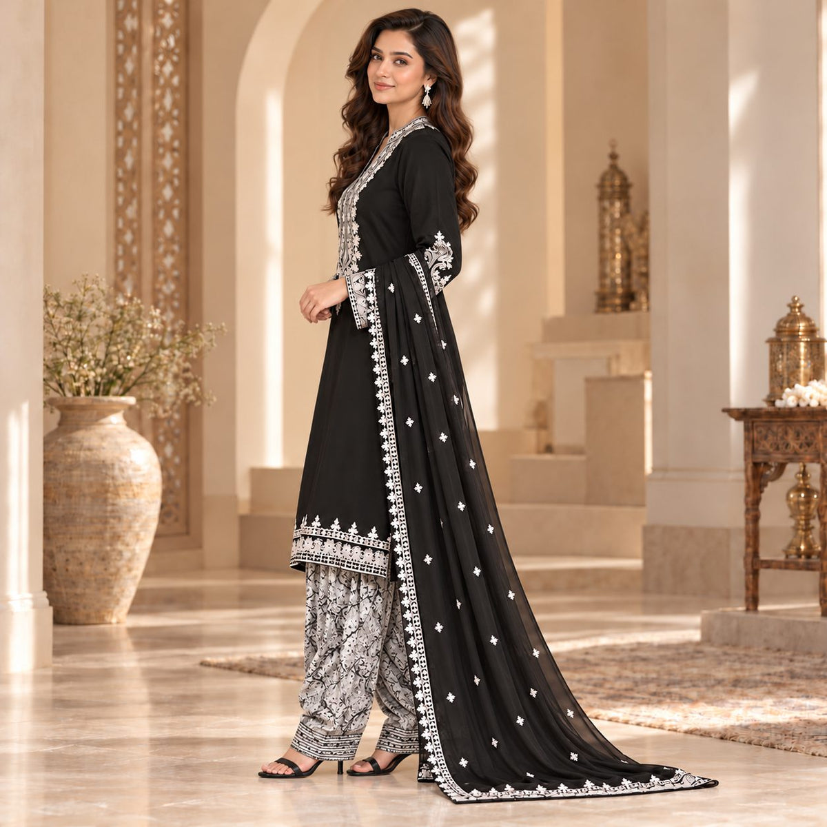 Floral Whisper 3 Piece Women Embroidered Suit