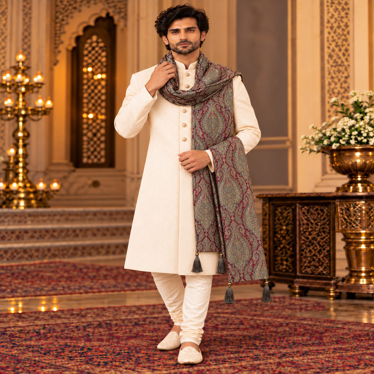 Regal Brocade Men’s Shawl