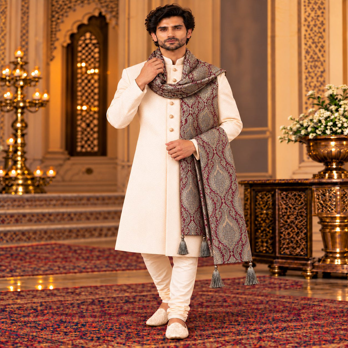 Regal Brocade Men’s Shawl