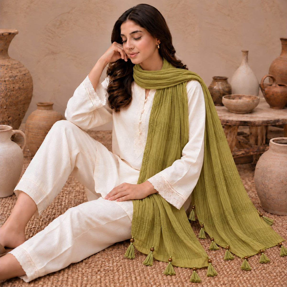Urban Tassel Textured Stole