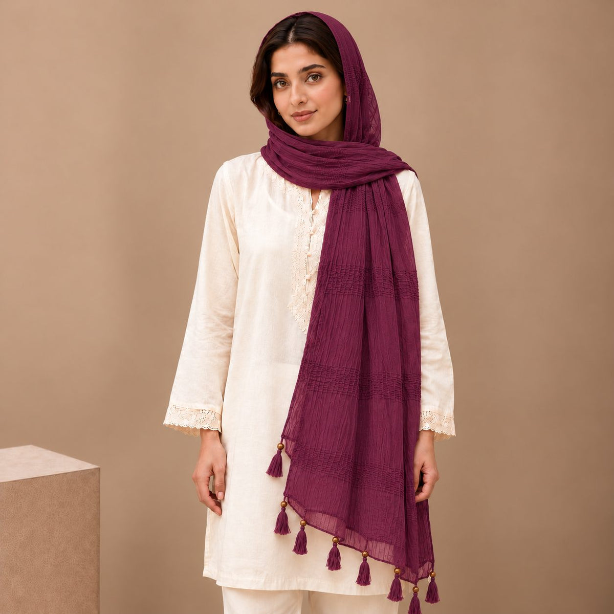 Urban Tassel Textured Stole