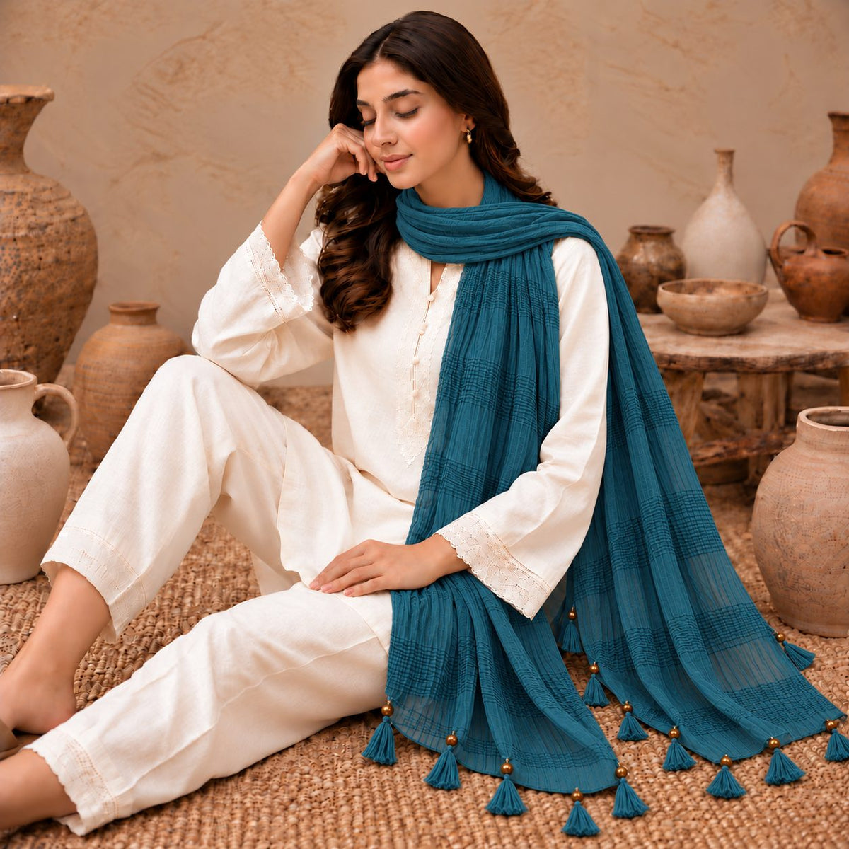 Urban Tassel Textured Stole