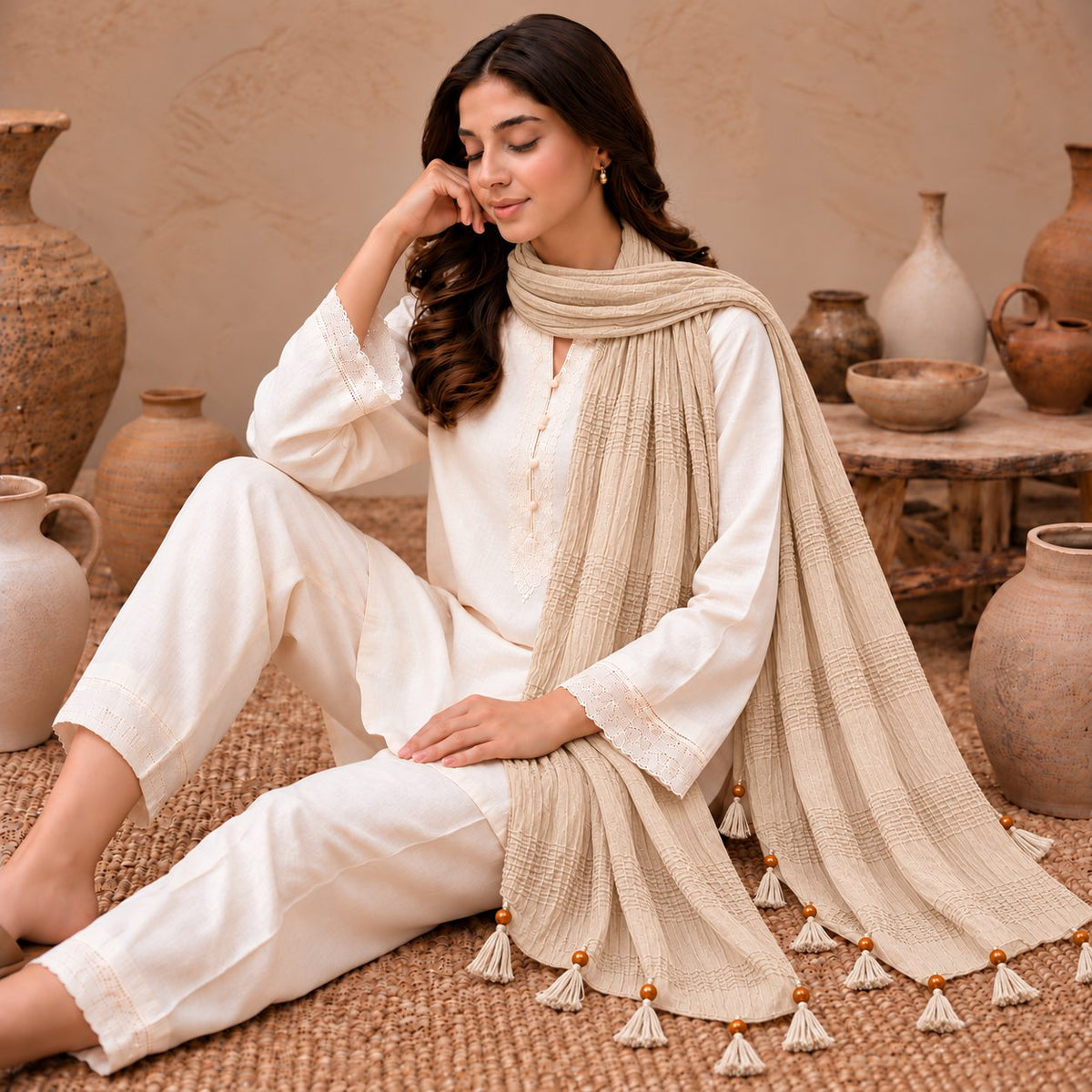 Urban Tassel Textured Stole