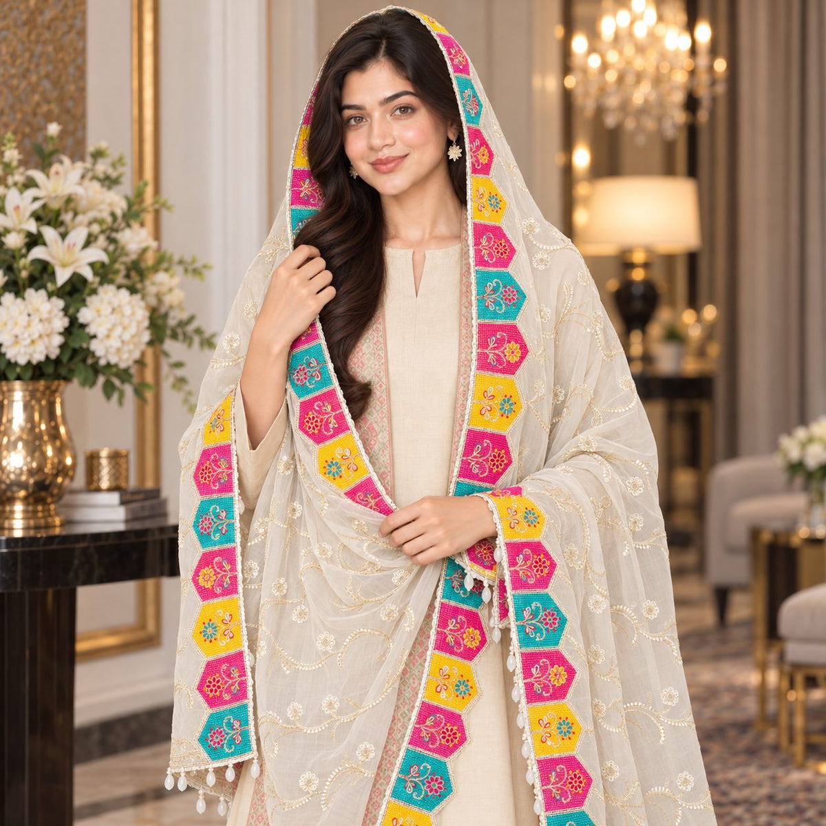 Mosaic Bloom Dupatta