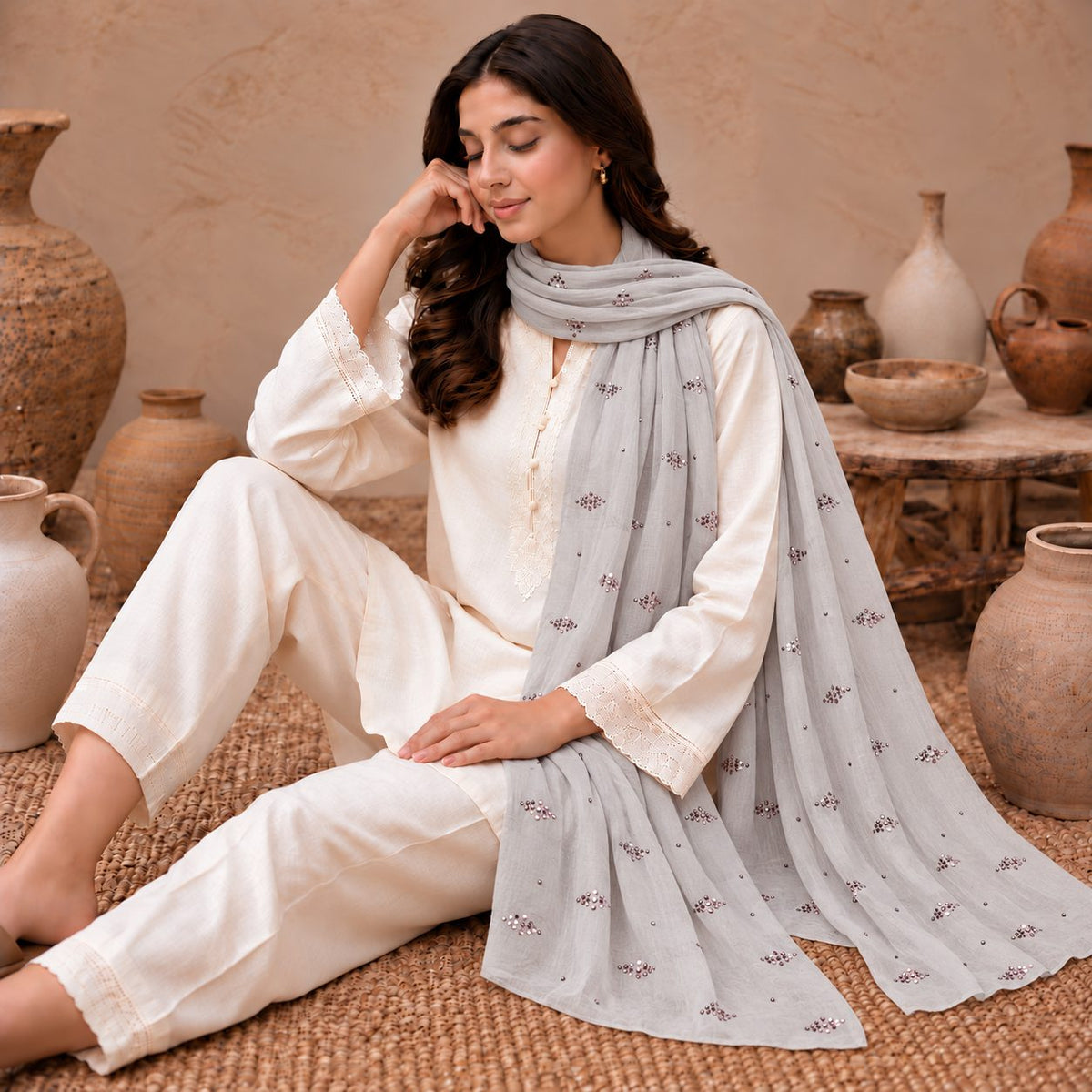 Lustre Mist Embellished Stole