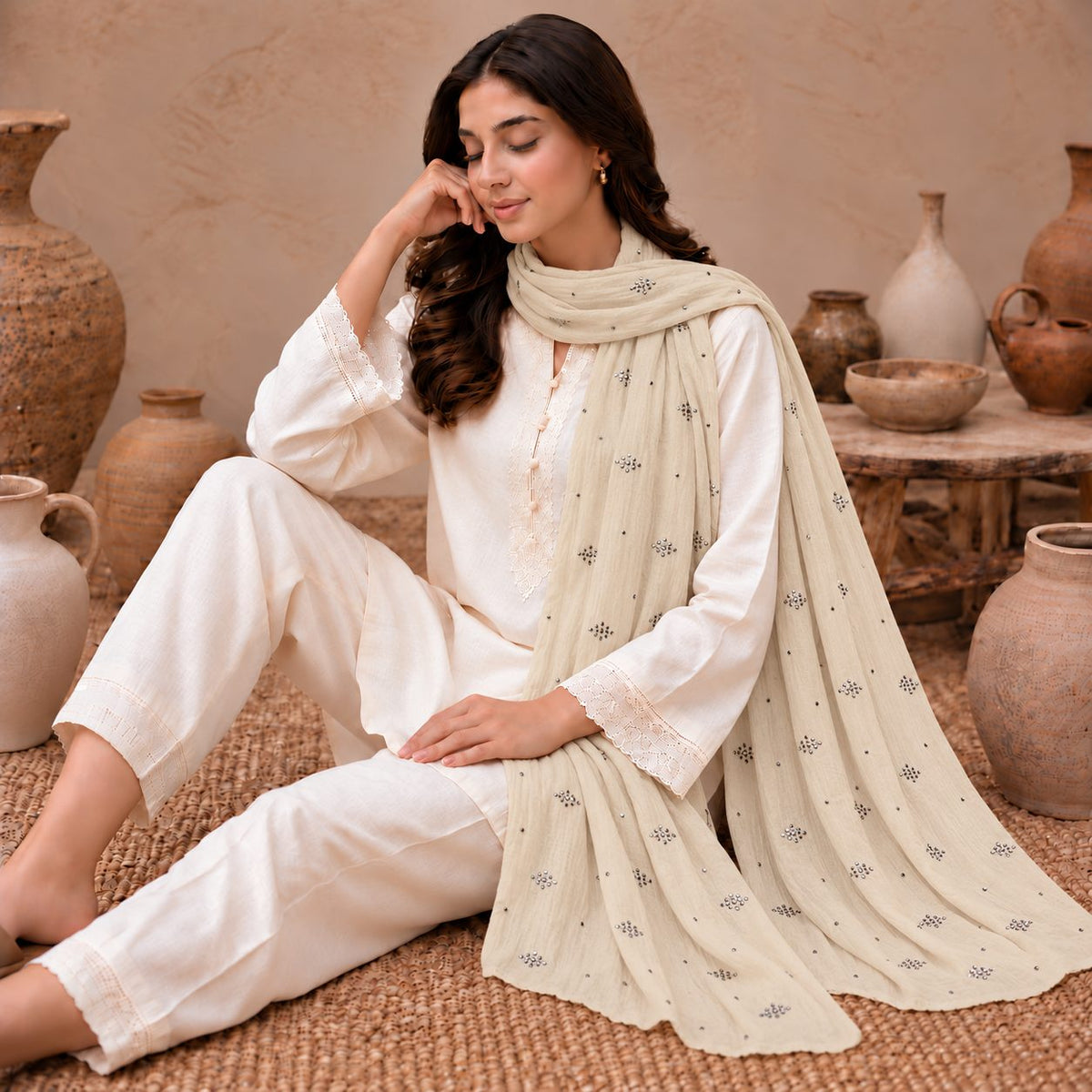 Lustre Mist Embellished Stole
