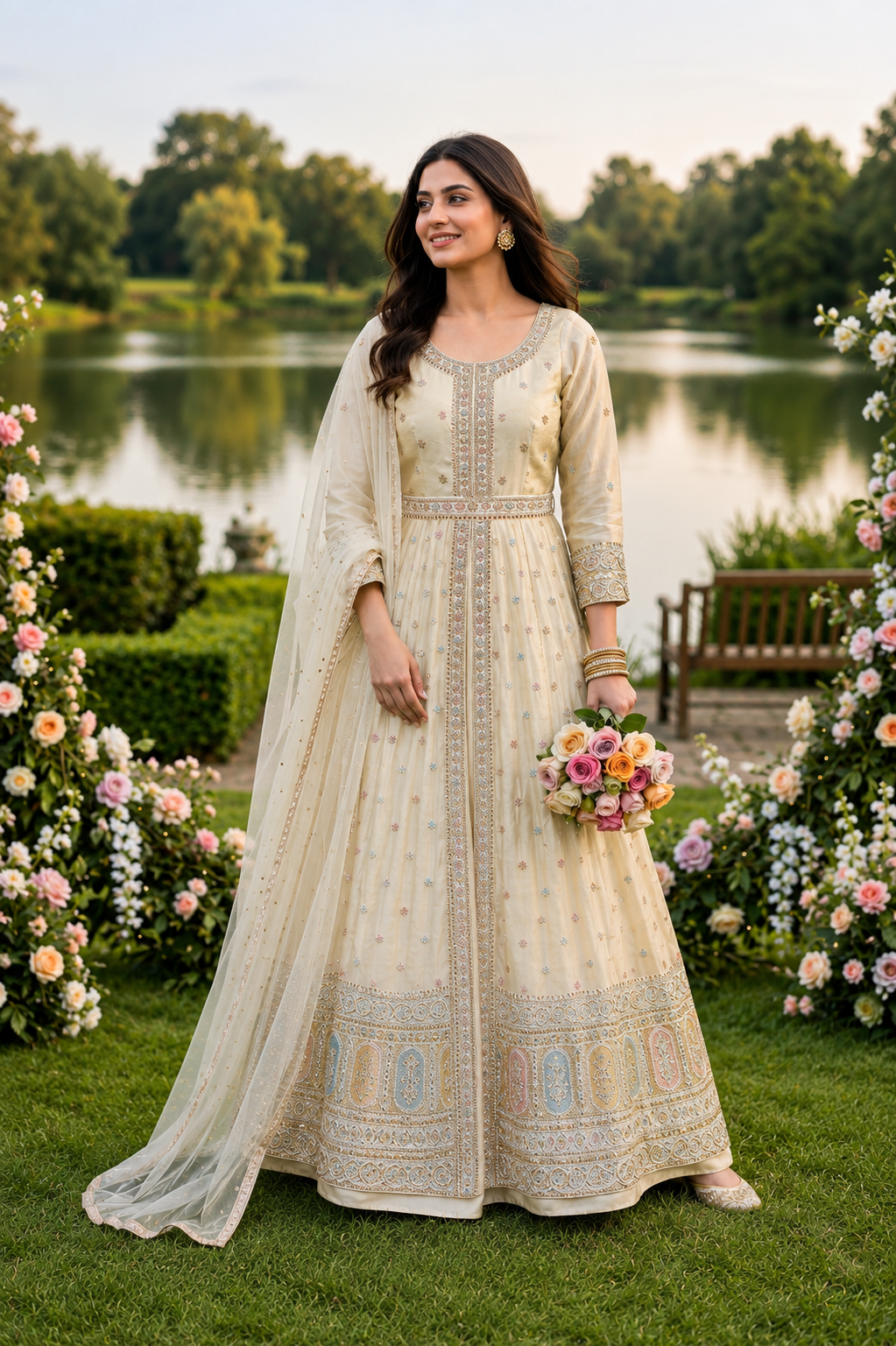 Ivory Blossom 3-Piece Gown Set