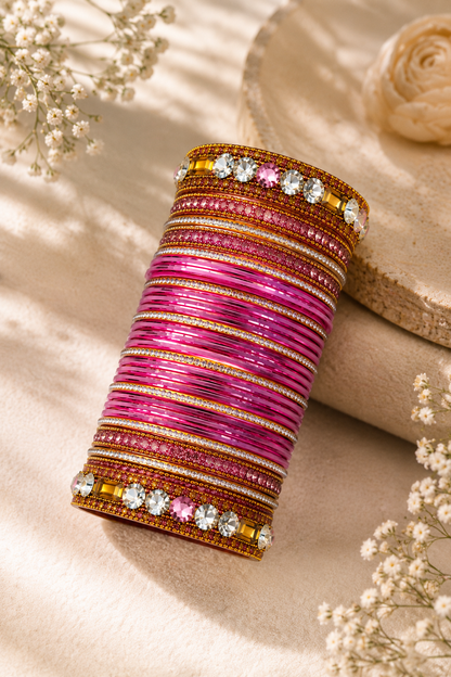 Rose Crystal Bangle Set