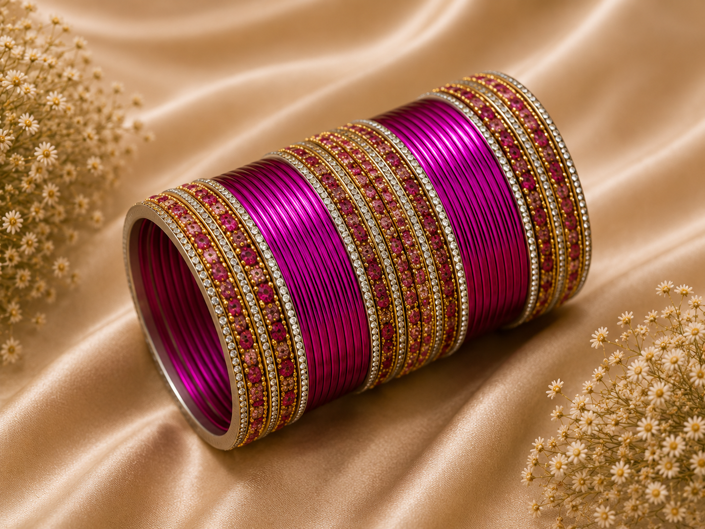 Fuchsia Glam Bangle Set