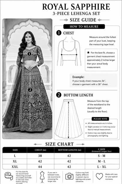Royal Sapphire 3-Piece Lehenga Set