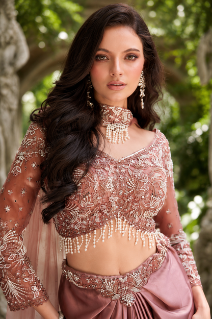 Rose Drape Luxe 3-Piece Lehenga Set