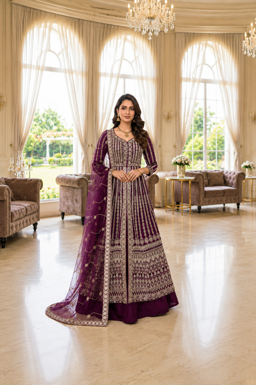 Royal Amethyst 3-Piece Gown Set