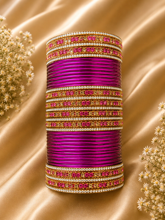 Fuchsia Glam Bangle Set